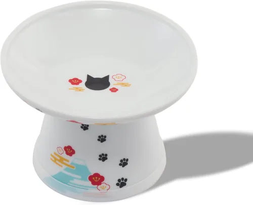Miniatura 21 de Tazón elevado de comida para gatos Necoichi – Tazón elevado de cerámica para gatos para fatiga de bigotes y cuello, apto para lavavajillas