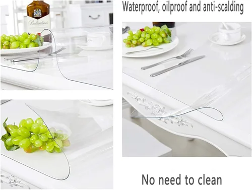 Miniatura 5 de Mantel transparente de PVC transparente para mesa, cubierta protectora de plástico impermeable para escritorio, almohadillas de mesa de vidrio