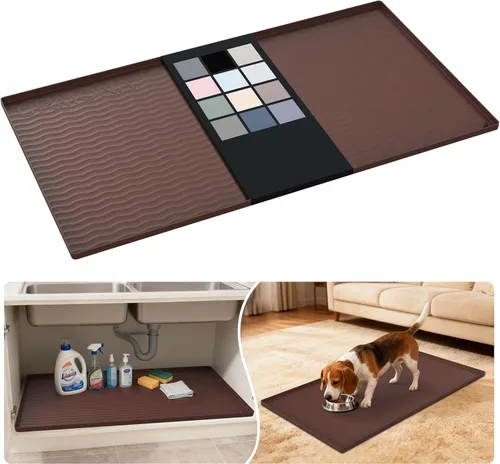 Miniatura 65 de URMONA Tapete de silicona impermeable para debajo del fregadero, 34 x 22 pulgadas, forro para estante de cocina y baño, protector de gabinetes
