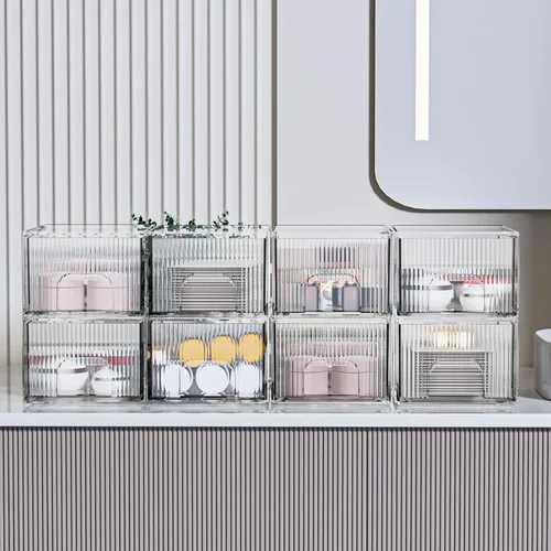 Miniatura 4 de ZHIAI Paquete de 8 cajones de almacenamiento apilables transparentes, cajón acrílico, organizador de cosméticos, organizador de plástico para 2-36