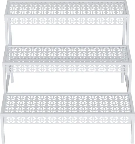 Miniatura 11 de Soporte para plantas de 3 niveles semicircular, estante organizador de macetas de flores de un cuarto redondo, soporte de exhibición de plantas al