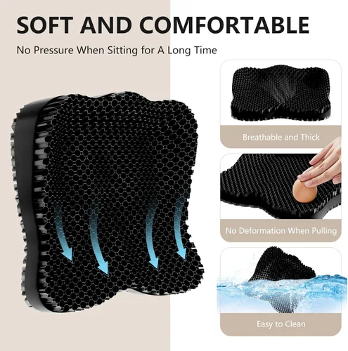 Miniatura 3 de Cojín de asiento de gel, cojín de asiento para silla de oficina para sentarse durante mucho tiempo, aliviar la ciática, espalda, dolor de úlcera por