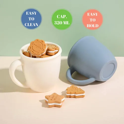 Miniatura 3 de Paquete de 2 Tazas de Entrenamiento de Silicona para Bebés y Niños, Tazas de Aprendizaje para Niños Pequeños con Asas, Sin BPA, Apto para Microondas