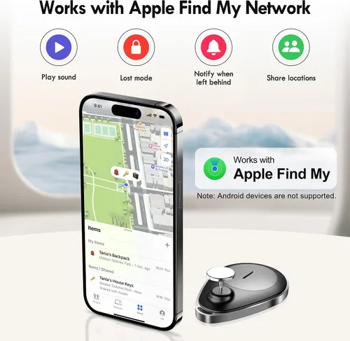 Miniatura 2 de Utag - Rastreador GPS para niños, paquete de 2 unidades, rastreador Bluetooth funciona con Apple Find My (solo iOS), impermeable, modo perdido, sin