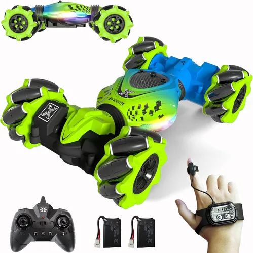 Miniatura 15 de Gesture Coche RC Rojo, 1:24 Alta Velocidad 4WD Coche de Acrobacias Transformable con Gestos y Control Remoto, Vehículo de Deriva con Rotación 360°