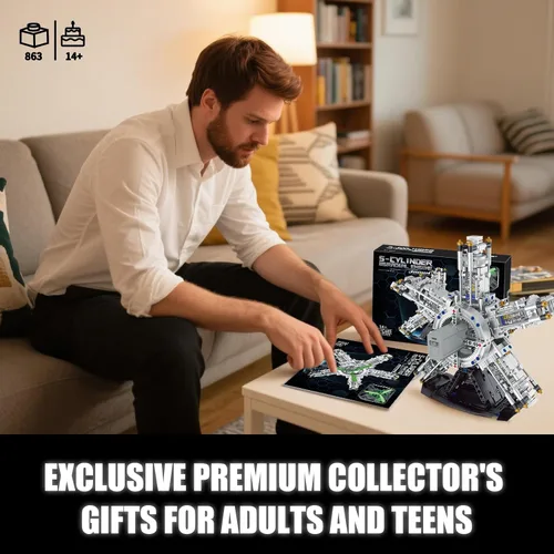Miniatura 6 de V8 Kit de modelo de motor que funciona, construye tu propio mini motor de automóvil visible, juego de construcción de experimentos de ciencia física