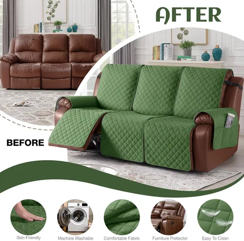 Miniatura 5 de KinCam - Funda de sofá reclinable impermeable, fundas de sofá reclinable antideslizantes para 3 asientos, protector de muebles de sofá reclinable
