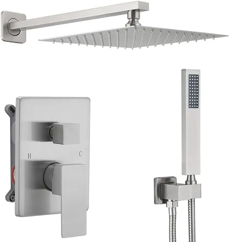 Miniatura 19 de Sistema de ducha de oro cepillado de 8 pulgadas, mezclador de lluvia de lujo, conjunto combinado de ducha montado en la pared y sistema de mano