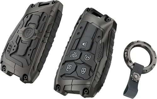 Miniatura 7 de Funda de llavero resistente para Chevy Tahoe Suburban GMC Yukon, entrada sin llave, control remoto, funda protectora con llavero de 6 botones (negro)