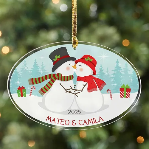 Miniatura 2 de Let's Make Memories Adorno Personalizado para la Primera Navidad de Parejas - Acrílico Ovalado Adorno Navideño 2025 Recuerdo - Decoración de Muñeco