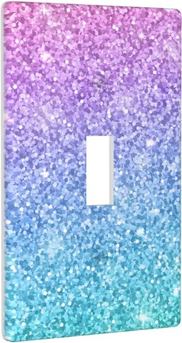 Miniatura 2 de Cubierta para interruptor de luz, placas de pared con purpurina rosa y azul, 1 banda, palanca individual de 4.5 x 2.76 pulgadas, 1 paquete