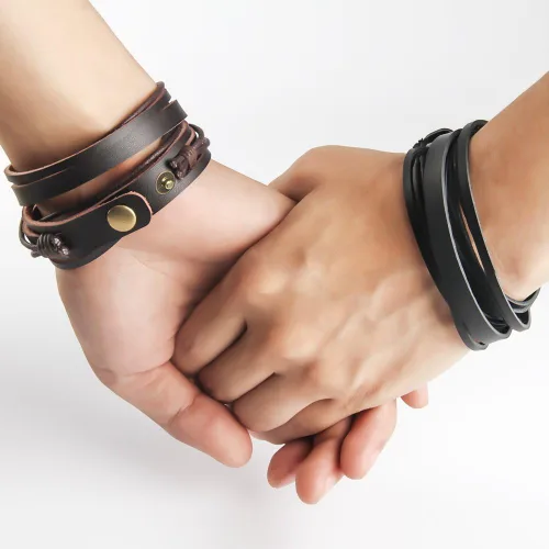 Miniatura 4 de Pulsera ajustable de cuero genuino vintage hecha a mano