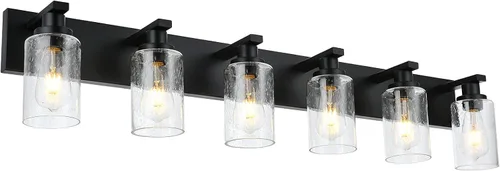 Miniatura 10 de Lámparas de baño con pantallas de vidrio semillado, 6 luces de tocador, montaje en pared, iluminación del hogar para cocina, sobre espejo Brused