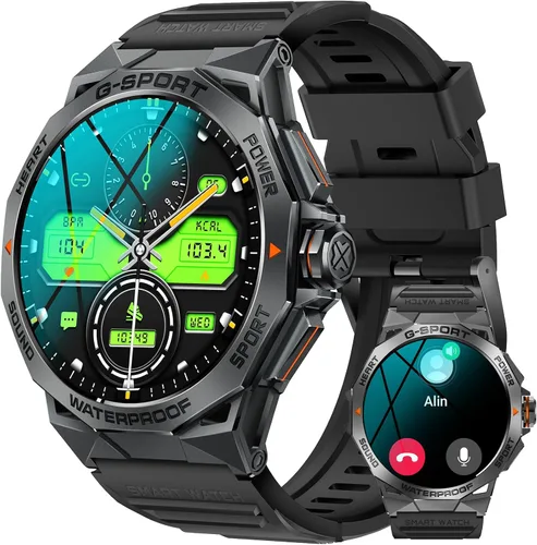 Reloj inteligente militar para hombre, para responder/hacer llamadas, 1.43 pulgadas, AMOLED siempre encendido, reloj inteligente resistente,