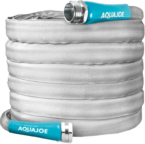 Miniatura 2 de Aqua Joe XTREME FIBERJACKET Manguera de jardín, 50 pies, resistente a las torceduras, flexible, 600 PSI, 5/8 de diámetro, ligera, accesorios