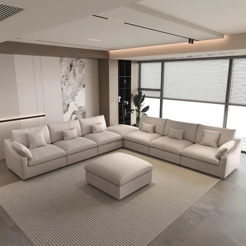 Miniatura 57 de WJShome Sofá Seccional Cloud Couch de 83 pulgadas para sala de estar, sofá seccional modular relleno de plumón, sofás en forma de L con otomana