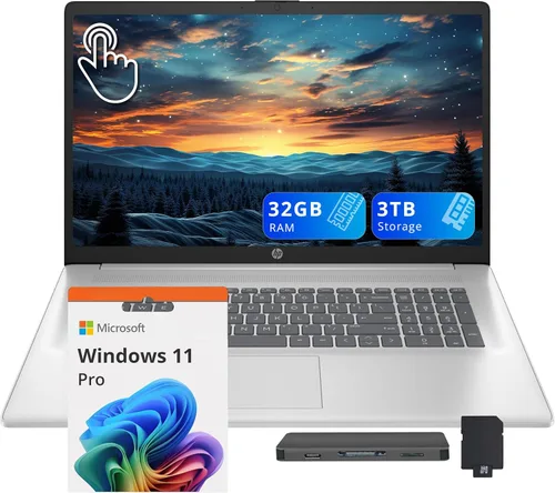 Miniatura 13 de HP Portátil con pantalla táctil HD+ de 17,3", AMD Ryzen 5 7430U, 8 GB de RAM, almacenamiento de 1,5 TB (512 GB SSD + 1 TB Docking Station Set)