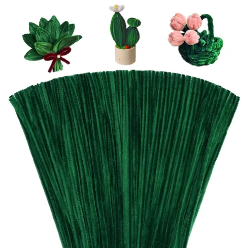 Miniatura 30 de Giwrmu 100 piezas de tallos de felpilla para limpiar tubos, color verde militar, suministros de manualidades para el día de la madre, creativos