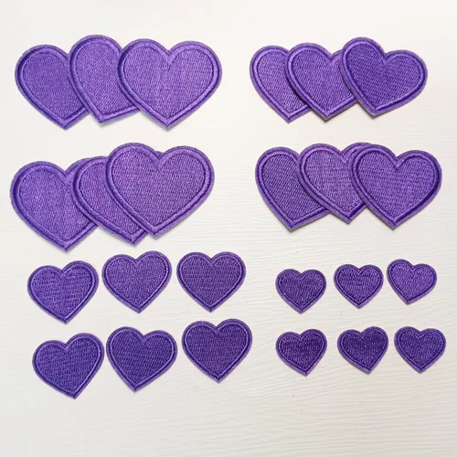 Miniatura 2 de 24 parches para planchar con corazón morado, parches bordados con corazón para ropa, chaquetas, sombreros, mochilas, jeans