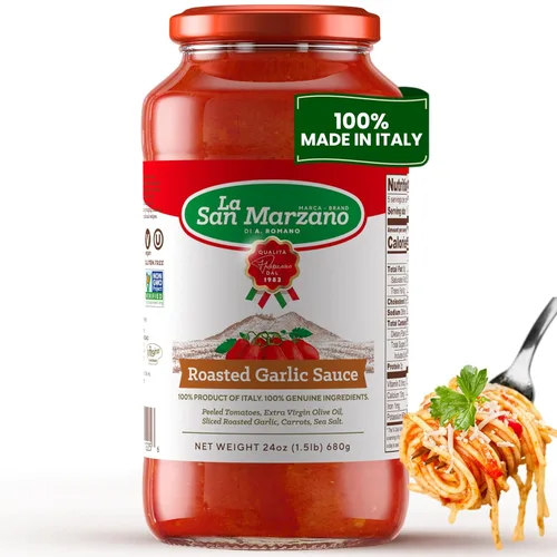 Miniatura 12 de La San Marzano Salsa Marinara, 24 onzas, salsa para pasta hecha en Italia, tomate multiusos de calidad premium, todo natural, dieta mediterránea