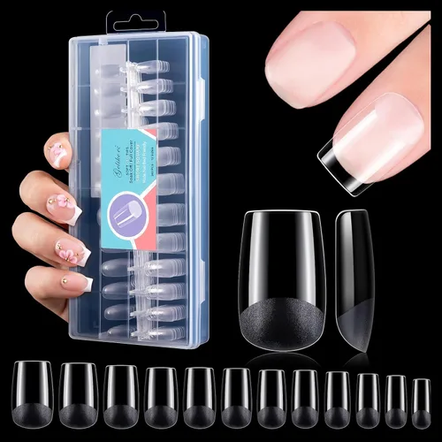 Miniatura 11 de Gelike EC Kit de 240 Puntas de Uñas de Gel Suave - Extensiones de Uñas Completas con Cobertura Transparente - Puntas de Uñas Postizas de Gel