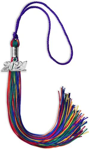 Miniatura 240 de Endea Graduation Borla de doble color con gota de fecha plateada (negro/oro antiguo, 2025)