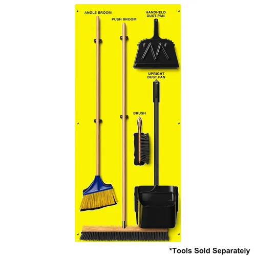 Miniatura 2 de Clean & Sweep 5S - Soporte para escoba de montaje en pared, tablero de 68 x 30 pulgadas, estación de limpieza 5S, solo tablero, herramientas se