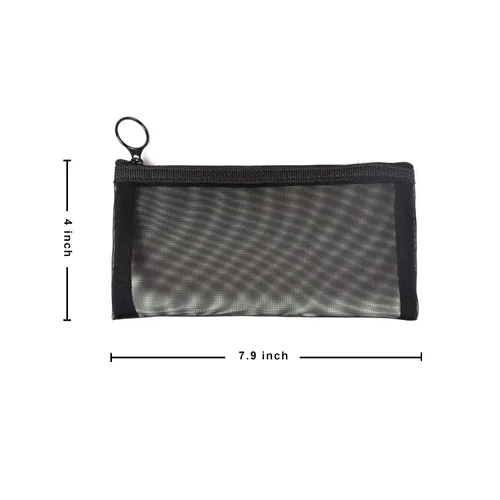 Miniatura 6 de patu Bolsas de malla con cremallera, estuche largo, 5 piezas, organizador de accesorios cosméticos de maquillaje de belleza, juego de artículos