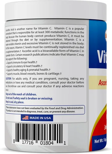 Miniatura 6 de Best Naturals Polvo de vitamina C 100% puro sin OMG, 1 libra (16.01 oz) en polvo (también llamado ácido ascórbico) (1 libra (paquete de 2))