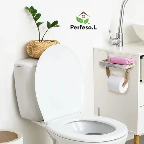 Miniatura 4 de Soporte de papel higiénico de granja, cuerda costera de playa, decoración de baño, toallero de madera rústica, soporte de pared, soporte de rollo