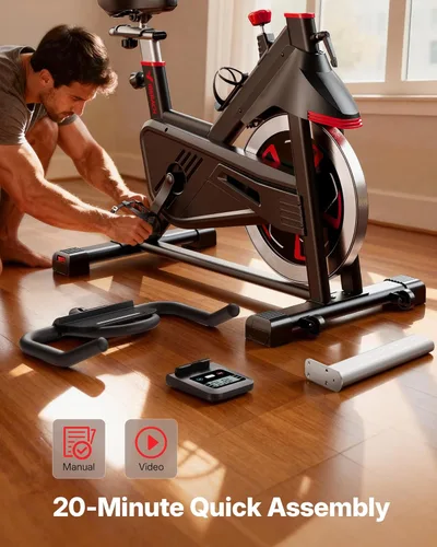 Miniatura 6 de Merach Bicicleta estática para gimnasio en casa, bicicleta estacionaria de bajo ruido con almohadilla de freno, bicicleta de entrenamiento