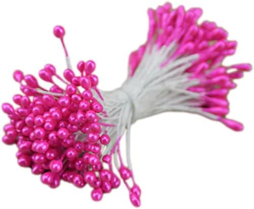 Miniatura 9 de QueenBox® 900 piezas de estambres de flores de doble cabeza de 0.118 pulgadas, Pistilo floral de perlas artificiales para bricolaje, ramo de flores