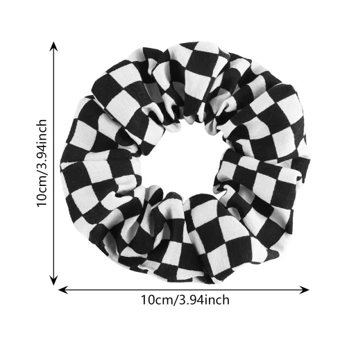 Miniatura 5 de Checkered Plaid Scrunchies Black White Plaid Checkered Hair Scrunchies Checkerboard BW17 (3 Pcs-Large Plaids)