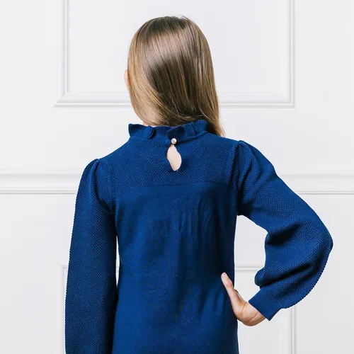Miniatura 6 de Hope & Henry Vestido tipo suéter de manga larga para niña con falda acanalada