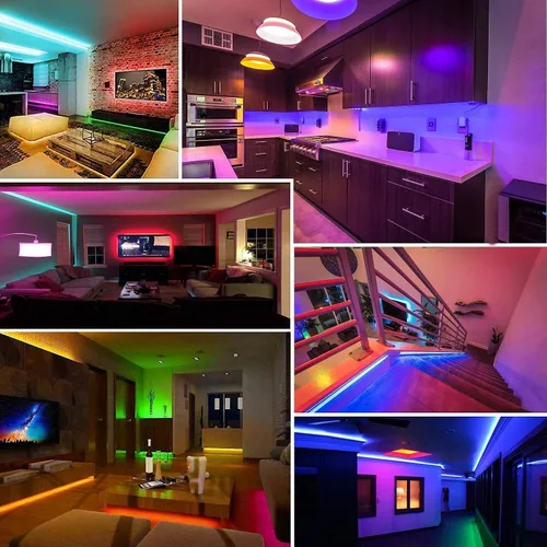Miniatura 6 de Keepsmile Luces LED de 50 pies para dormitorio, control inteligente de aplicación Bluetooth, RGB que cambia de color, tira de luces LED con control