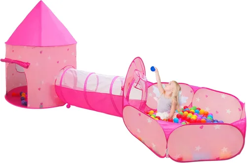 Miniatura 7 de Tienda de campaña de princesa de 3 piezas para niñas con hoyo de bolas para niños, tiendas de campaña para niños y túnel de gateo para niños