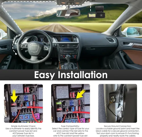 Miniatura 5 de Pelsee Kit de cable duro para cámara de salpicadero, juego completo de fusible para cámara P1 Duo Dash Cam, cable de alimentación de cargador