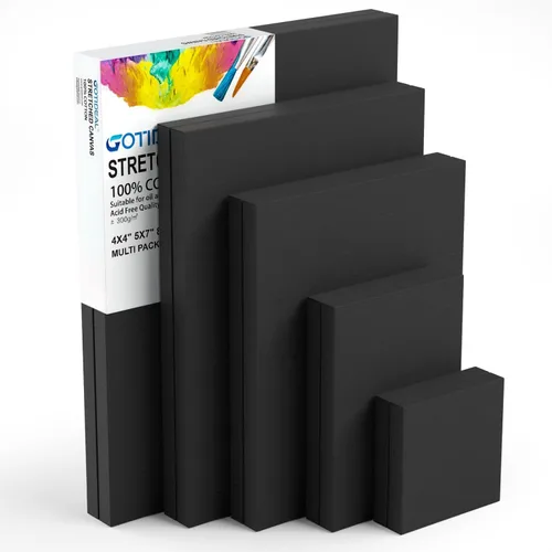 GOTIDEAL 10 piezas de bastidores entelados negros para pintar, paquete múltiple de 4 x 4 pulgadas, 5 x 7 pulgadas, 8 x 10 pulgadas, 9 x 12 pulgadas,
