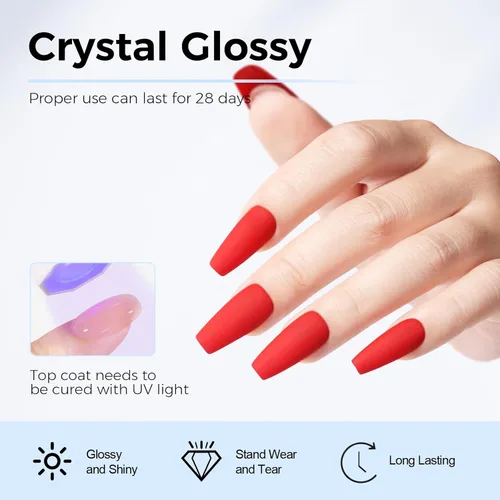 Miniatura 2 de TOMICCA Capa superior de gel mate, 0.5 onzas líquidas, acabado mate para esmalte de uñas de gel, remojar LED UV para curar de larga duración