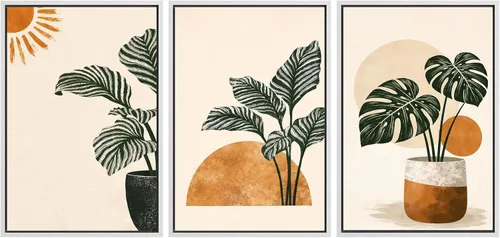 Miniatura 75 de wall26 Lienzo enmarcado para pared, juego de arte impreso con collage de polígonos en espiral negro y tostado, ilustraciones de patrones abstractos