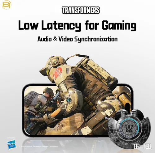Miniatura 6 de Transformers Auriculares T31, auriculares inalámbricos Bluetooth para juegos con micrófono, auriculares de baja latencia en los oídos, cancelación
