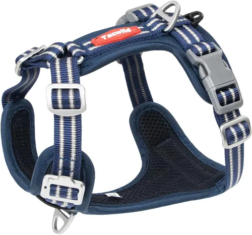 Miniatura 8 de Arnés sin tirones para perro, chaleco reflectante ajustable con broche de metal, malla suave transpirable sin estrangulamiento para cachorro, fácil