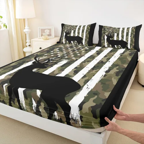Miniatura 17 de Erosebridal Happy Camping - Sábana bajera ajustable individual para niños, diseño de animales del bosque del bosque, para bebés, niños y niñas