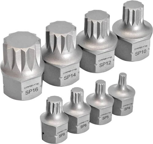 Miniatura 7 de CARBYNE Juego de 8 piezas XZN Triple Square Super Short Low Profile Bit Socket Set – 12 puntos 0.157 in a 0.630 in, Dual-Drive: unidad cuadrada