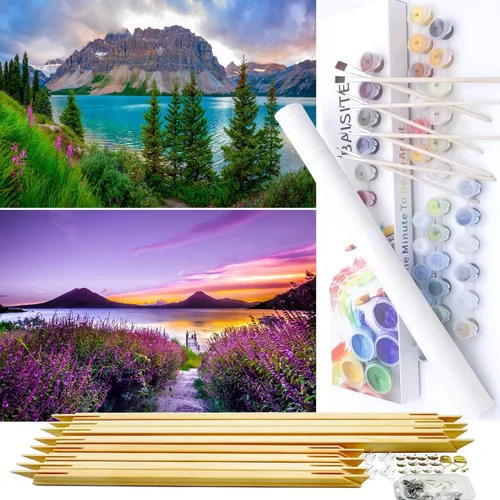Miniatura 35 de BAISITE Kit de pintura por números para adultos principiantes, 12 pulgadas de ancho x 16 pulgadas de largo, paquete de 2 lienzos para kits