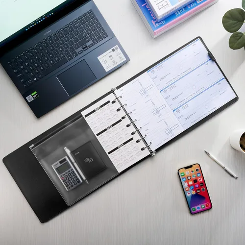 Miniatura 4 de Inkline Executive - Carpeta de 7 anillos, piel sintética de alta calidad, capacidad de 500 cheques, para hojas de 9 x 13 pulgadas, con organizador