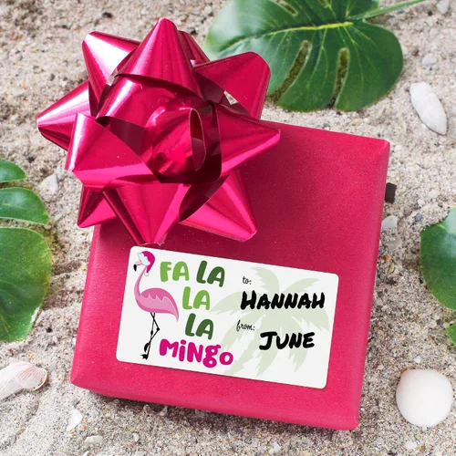 Miniatura 4 de Etiquetas de regalo de Navidad de flamenco rosa, etiquetas de regalo de Navidad tropicales para despegar y pegar, 42