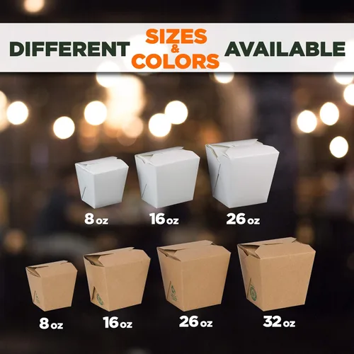 Miniatura 8 de Fit Meal Prep Paquete de 50 cajas chinas para llevar de 8 onzas, 3 recipientes de cartón kraft liso de 2.5 pulgadas, resistentes a fugas y grasa