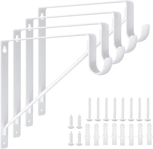 Miniatura 9 de Paquete de 4 soportes de barra de armario resistentes de 11 x 11 x 1 pulgadas, soporte de acero negro para colgar soportes de barra de ropa