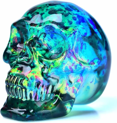 Estatuas de cabeza de calavera de cristal, figuras de calavera K9, piedras preciosas de calavera de cristal, decoración de Halloween, regalos para